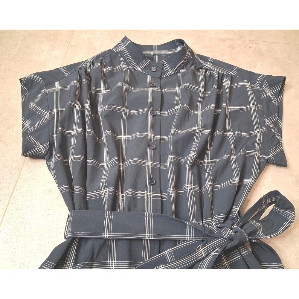 Calvin Klein Plaid Midi Dress Size 10 Office Workwear Casual - Picture 4 of 11